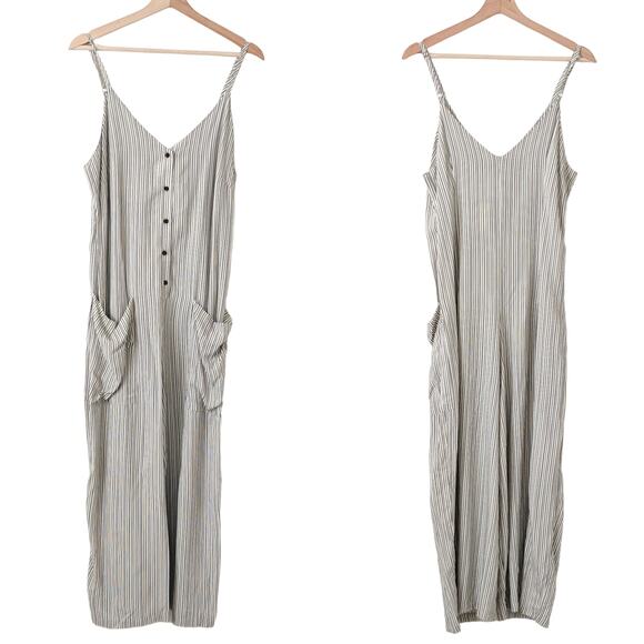 Dress Forum Los Angeles Black White Striped Cami Cropped‎ Ankle Wide Jumpsuit S
